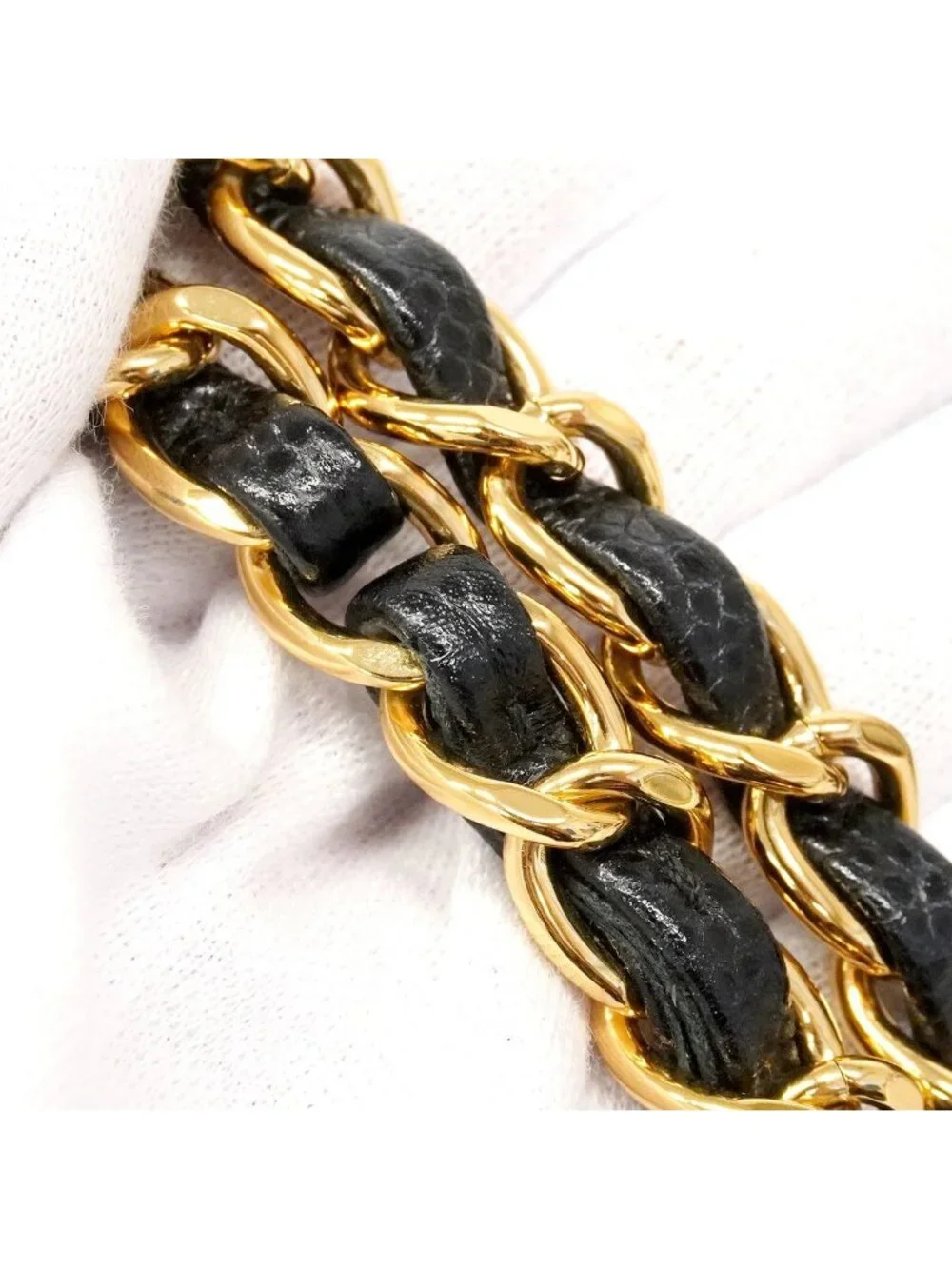 Chanel Shoulder Bag Quilted Caviar Leather Black Gold